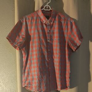 J. Crew Casual Blue and Orange Plaid Shirt